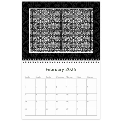 2025 Black & White 12 Month Calendar By Klh Feb 2025
