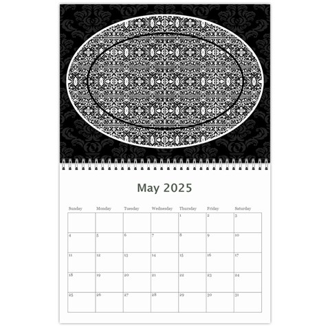 2025 Black & White 12 Month Calendar By Klh May 2025