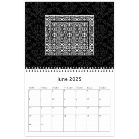2025 Black & White 12 Month Calendar By Klh Jun 2025