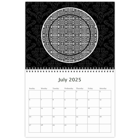 2025 Black & White 12 Month Calendar By Klh Jul 2025