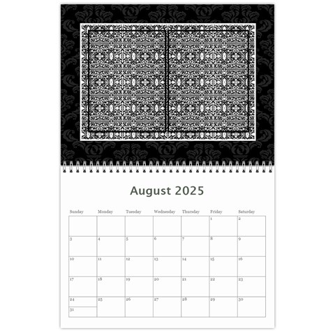 2025 Black & White 12 Month Calendar By Klh Aug 2025