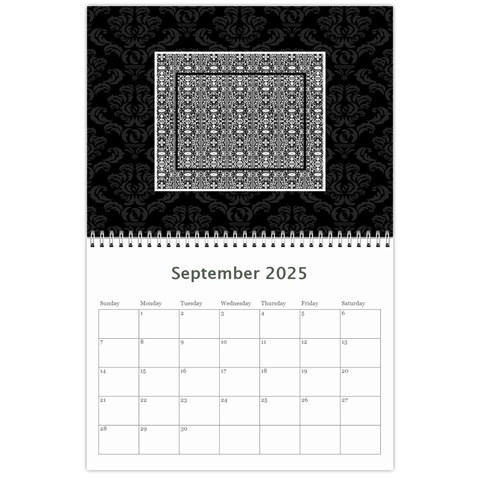 2025 Black & White 12 Month Calendar By Klh Sep 2025