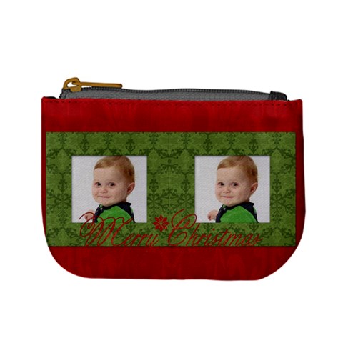 Merry Christmas Mini Coin Purse (red) By Jen Front