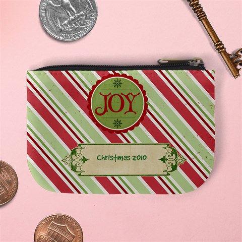 Merry Christmas Mini Coin Purse (stripes) By Jen Back