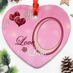 i heart you pink5 Christmas Ornament - Ornament (Heart)