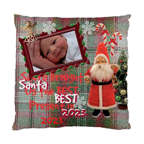 Santa Just Brought Us The Best Present 2023 Plaid 2 Sided Cushion Case By Ellan Front