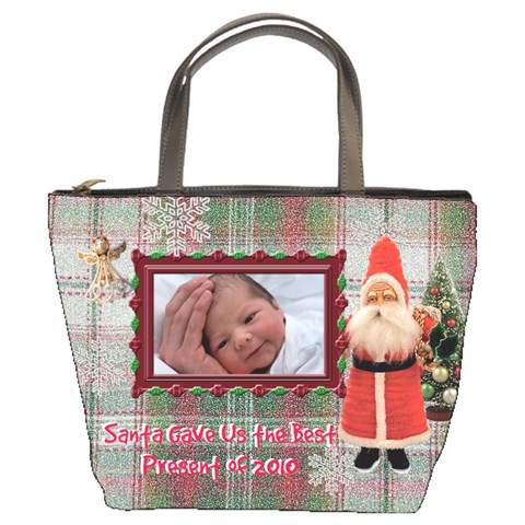 Santa Gave Us Best Present Of 2010 Christmas Bucket Bag By Ellan Front