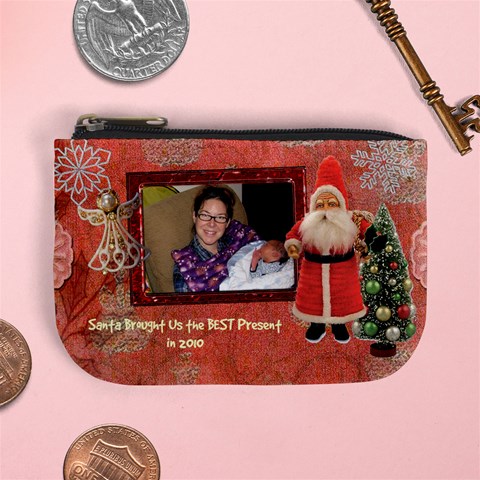 Stocking Stuffer Candy Cane Angel Santa Best Present 2010 Merry Christmas Mini Coin Purse By Ellan Front