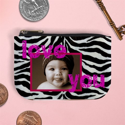 Love You Smile Zebra Mini Coin Purse By Catvinnat Front