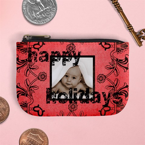 Happy Holidays Love You Red Mini Coin Purse By Catvinnat Front
