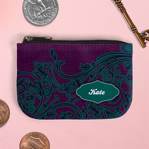 Purple & Turquoise Coin Purse By Klh Front