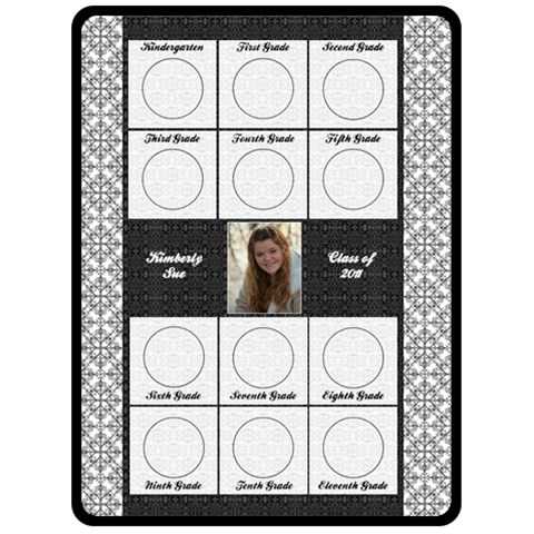 Graduation Black & White Xl Fleece Blanket By Klh 80 x60  Blanket Front