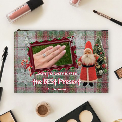 Santa Brought Us The Best Present In 2010 Large Cosmetic Bag By Ellan Front