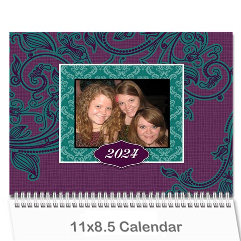 Purple & Turquoise 12 Month Calendar By Klh Cover