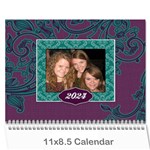 Purple & Turquoise 12 Month Calendar - Wall Calendar 11  x 8.5  (12-Months)