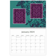 Purple & Turquoise 12 Month Calendar By Klh Month