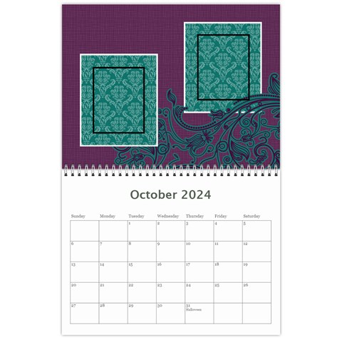 Purple & Turquoise 12 Month Calendar By Klh Oct 2024