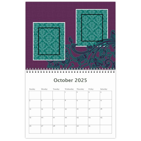 Purple & Turquoise 12 Month Calendar By Klh Oct 2025