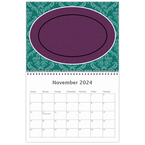Purple & Turquoise 12 Month Calendar By Klh Nov 2024