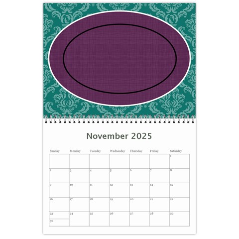 Purple & Turquoise 12 Month Calendar By Klh Nov 2025