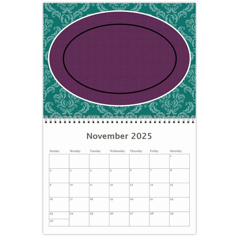 Purple & Turquoise 12 Month Calendar By Klh Nov 2024