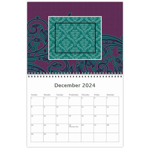 Purple & Turquoise 12 Month Calendar By Klh Dec 2024