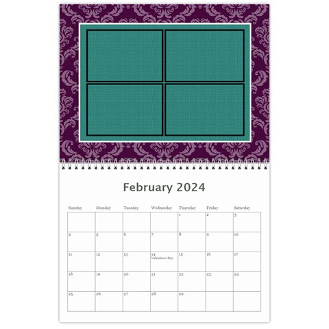 Purple & Turquoise 12 Month Calendar By Klh Feb 2024