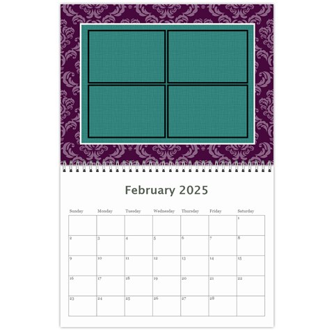 Purple & Turquoise 12 Month Calendar By Klh Feb 2025