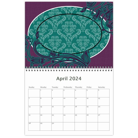 Purple & Turquoise 12 Month Calendar By Klh Apr 2024