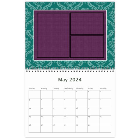 Purple & Turquoise 12 Month Calendar By Klh May 2024