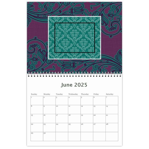 Purple & Turquoise 12 Month Calendar By Klh Jun 2025