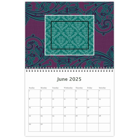 Purple & Turquoise 12 Month Calendar By Klh Jun 2024