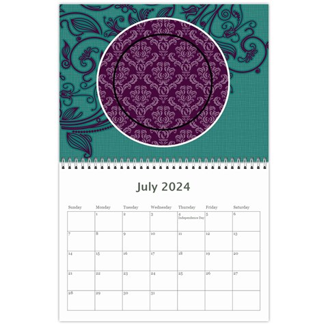 Purple & Turquoise 12 Month Calendar By Klh Jul 2024
