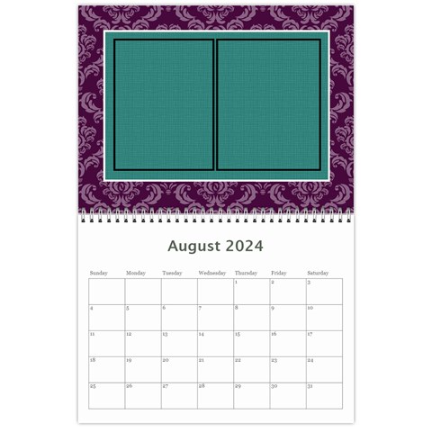 Purple & Turquoise 12 Month Calendar By Klh Aug 2024