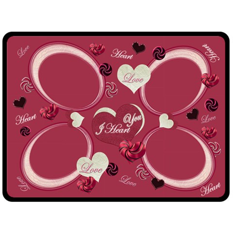 I Heart You Plain Pink Nice Fleese Blanket 80x60   By Ellan 80 x60  Blanket Front