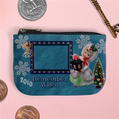 Stocking Stuffer Remember When Lantern Girl Merry Christmas blue mini coin purse