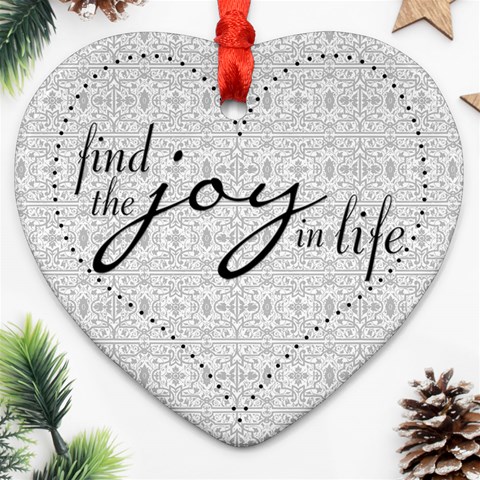Joy In Life Heart Shaped Ornament By Klh Front