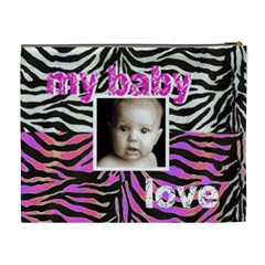 Baby Love Pink & Zebra Cosmetic Case Extra Large By Catvinnat Back