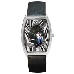 Black & White Swirl Barrel Style Metal Watch