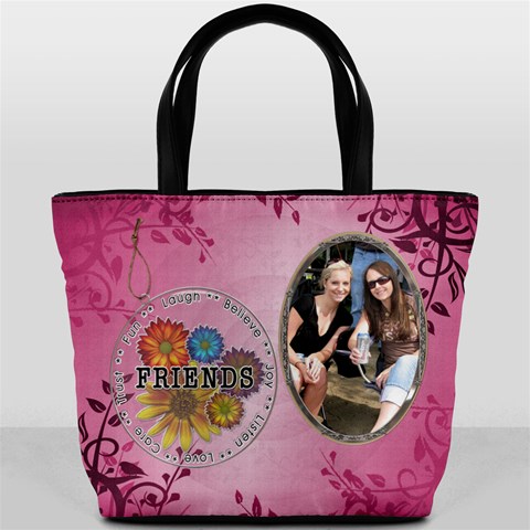 Friends Pink Floral Bucket Bag By Lil Front