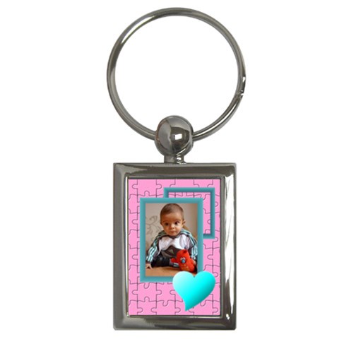 Pink Puzzle Key Chain By Daniela Front