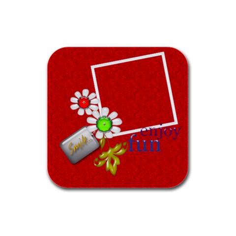 Red Square Photo Coaster 4 Pack By Happylemon Front