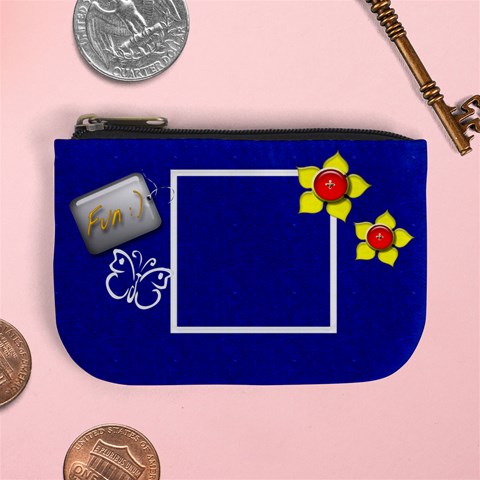 Blue Custom Mini Coin Purse Template By Happylemon Front