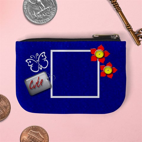 Blue Custom Mini Coin Purse Template By Happylemon Back