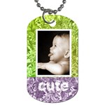 cute smile purple & green floral dog tag - Dog Tag (Two Sides)