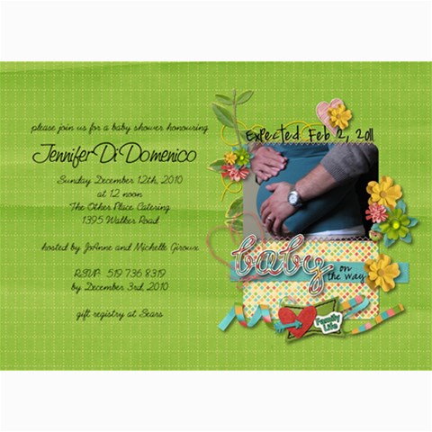 Baby Shower Invitation By Jennifer 7 x5  Photo Card - 25