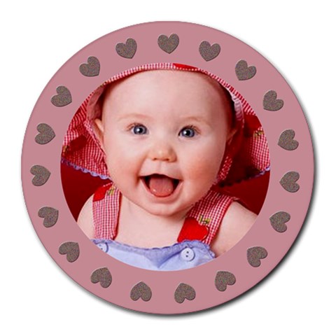 Baby Hearts 8 x8  Round Mousepad - 1