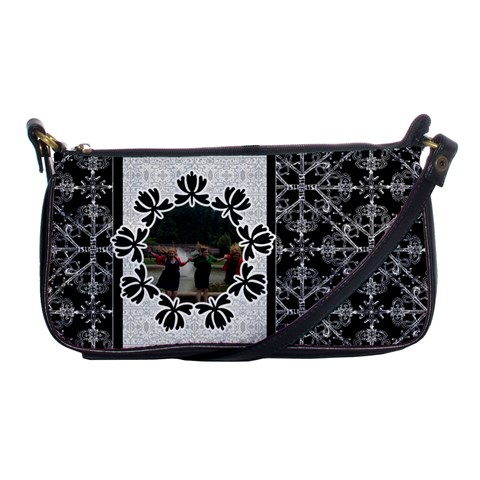 Black & White Shoulder Clutch Bag By Klh Front