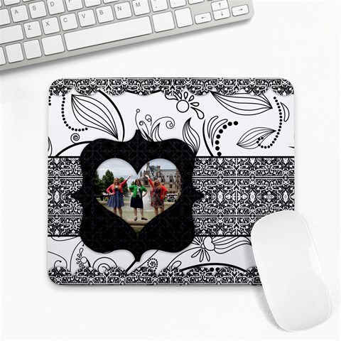 Black & White Heart Frame Mousepad By Klh Front