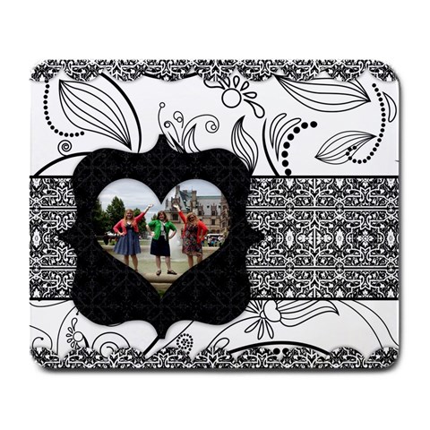 Black & White Heart Frame Mousepad By Klh Front
